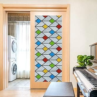 Stained Glass Church Style Decorative Privacy Window Film Static Cling No Adhesive Heat Control Glass Sticker for Home Office W16.5 x H47.2(42x120cm)