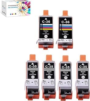 Compatible PGI-35 CLI-36 Ink Cartridge Replacement for Canon 35 36 Ink Work with Canon Pixma iP110 iP100 TR150 Printers (4BK, 2X Color)