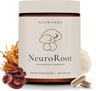 ACEWORKZ NeuroRoot - Mushroom Complex Supplement 14,500mg - Organic 10 Mushroom Blend – Brain, Memory, Focus & Immune Support - BioPerine® for Enhanced Absorption (60 Capsules)