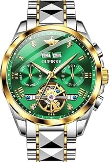 OLEVSMen's Casual Fashion Waterproof Gold Stainless Steel Band Quartz Gold Watches Gifts for Men