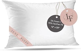 Throw Pillow Insert, 12x20 Inch, Rectangle, Indoor Decorative Pillows, for Couch, Sofa or Bed, Cushion Sham Stuffer, Down and Feather Filled, with 100% Cotton Cover 233 Thread Count