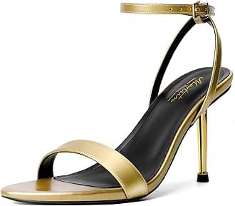 Mostrin Strappy Heels for Women Lace Up Ankle Strap Round Open Toe Stiletto High Heels Women's Heeled Sandals for Prom, Party, Daily