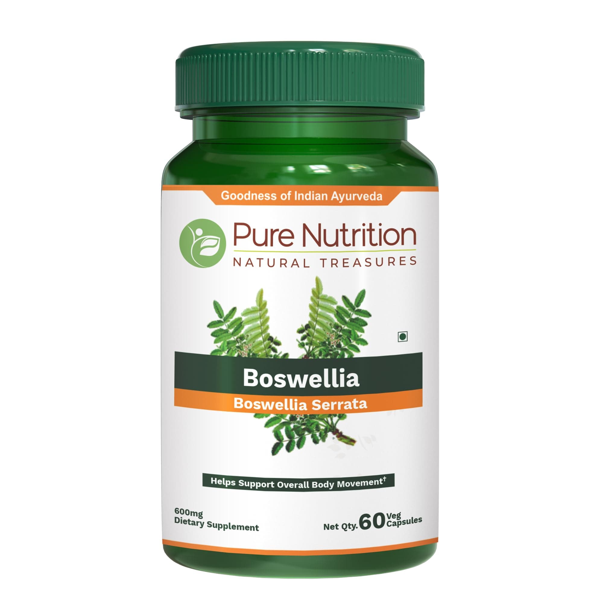 Pure Nutrition Boswellia Serrata Extract 600mg with 65% Boswellic Acids. (Equivalent to 9000mg Boswellia Powder) Non GMO | 60 Veg Caps.
