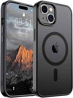 Magnetic for iPhone 15 Case (Compatible with MagSafe) (Military Grade Drop Protection) Translucent Matte Shockproof Phone Cover, Black