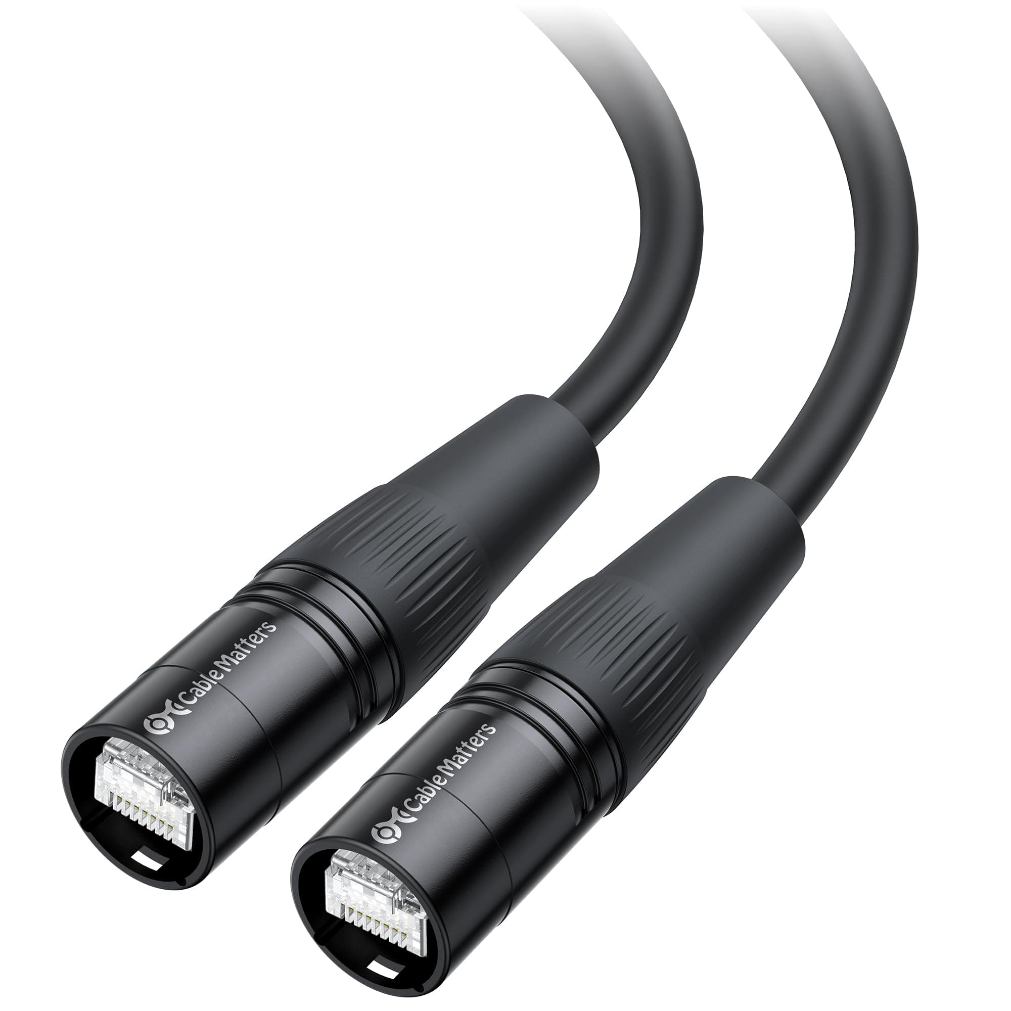 Cable Matters Long Shielded Cat6 Ethernet Cable Compatible with EtherCON RJ45 Connectors in Black - 150 ft for Professional Audio, Video, and Networking Applications