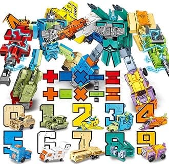 Number Robots Transforming Action Figure Toys - School Classroom Rewards & Carnival Prizes - Preschool Educational STEM Math Toys for Kids Boys Girls