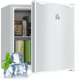 HOMCOMMini Freezer Countertop, 1.1 Cu.Ft Compact Upright Freezer with Removable Shelves, Reversible Door for Home, Dorm, Apartment and Office, White