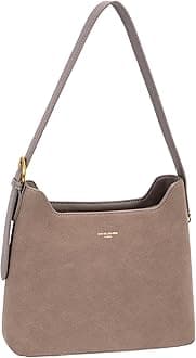 David Jones Paris Women's Shoulder Bag – Bi-Material Imitation Leather – Medium Size – Adjustable Handle – City Chic Classic Elegant Work Courses