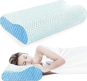 Memory Foam Pillow, Contour Cervical Orthopedic Memory Foam Pillows Supports Neck Pain and Shoulder Pain for Sleeping, Ergonomic Cervical Pillow Neck Support Pillow for Side Back (D1)