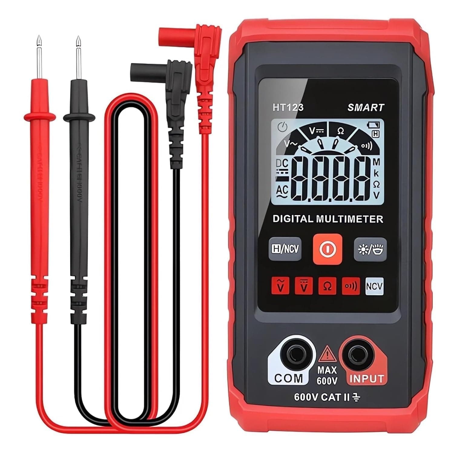 2025 HT Automatic Digital Multimeter -【New Version】Auto-Ranging Voltmeter, Electric Meter Tester Tool Smart Measurement, Non Contact Volt DC Amp Meter Tester Digital Voltmeter for Ac/Dc Voltage (Red)