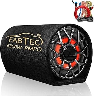 12” 6500W Active Bass Tube Subwoofer for Car Built-in Amplifier Deep Punchy Bass Premium Grey Finish with Amplifier Wire kit
