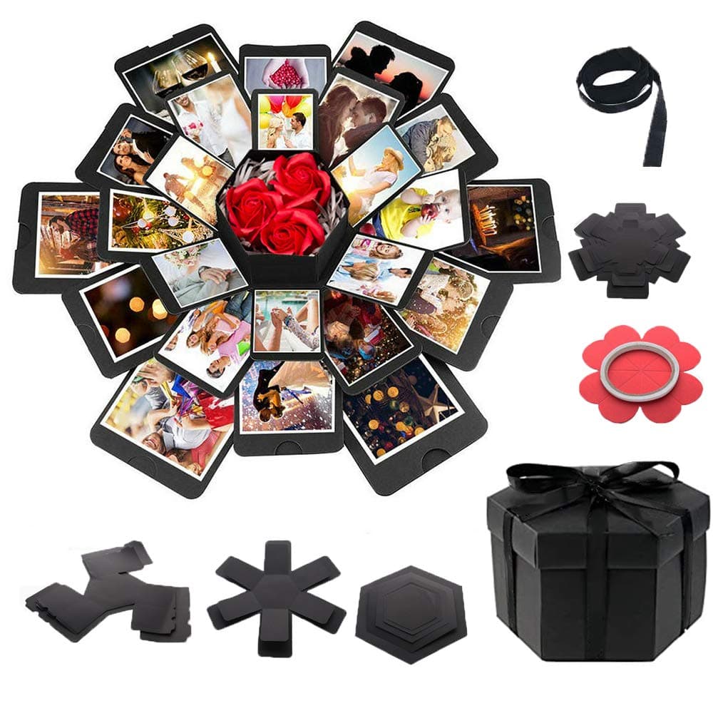 Hamiggaa Exploding Boxes,Surprise Album Explosion Gift Box with 6 Faces for Christmas New Year Wedding Birthday