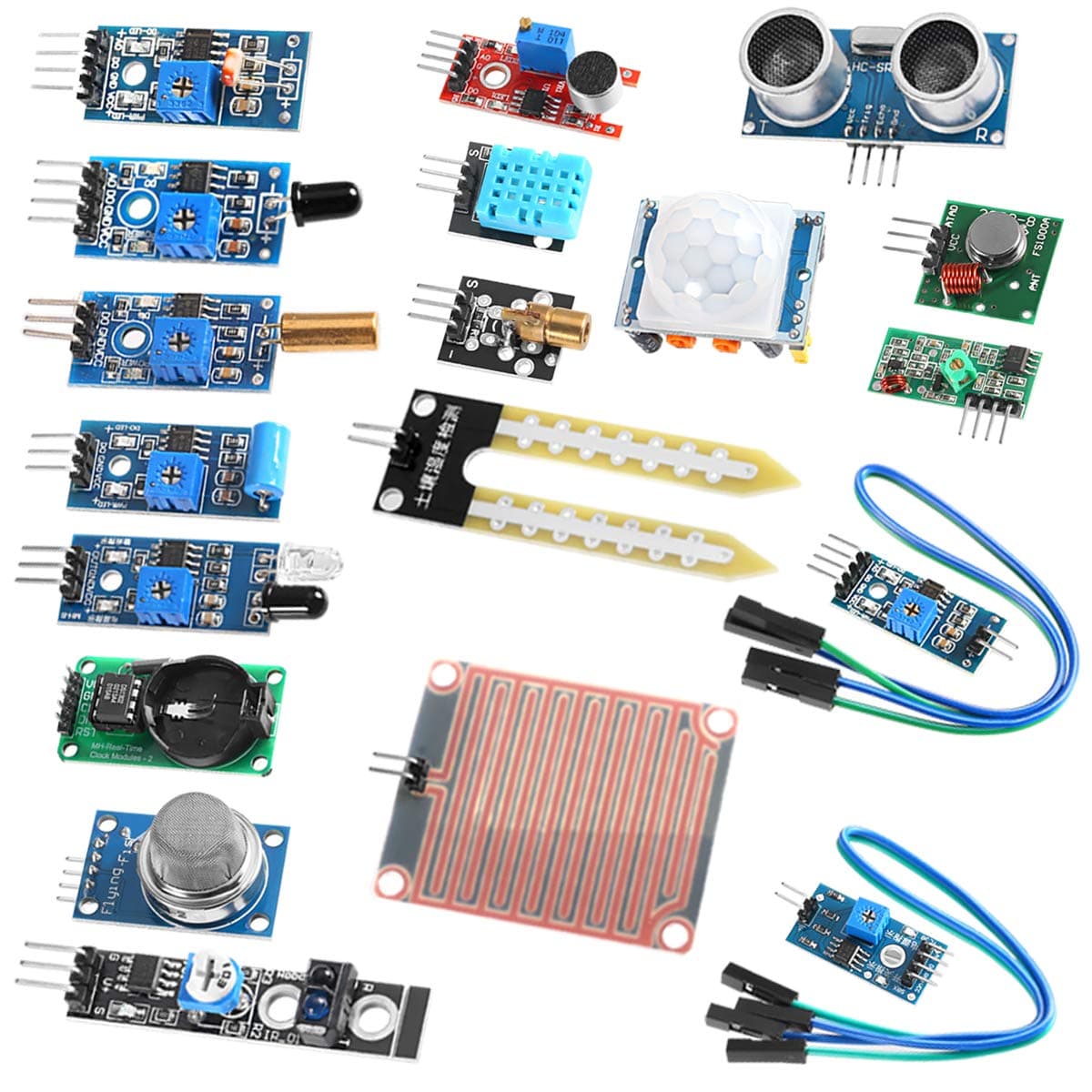 Sensor Modules Kit, 16 in 1 Arduino Raspberry Project Super Starter Kits for UNO R3 Mega2560 Mega328 Nano Raspberry Pi 3 2 Model B K62