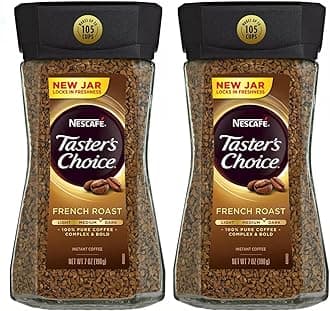 Nes.cafes Tasters Choice French Roast Medium Dark Complex & Bold Instant Coffee Bottle, Pack of 2x198g (Imported)