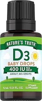 Nature's Truth Vitamin D Drops for Infants | 400 IU | 9.2 mL | D3 for Kids | Vegetarian, Non-GMO & Gluten Free Supplement
