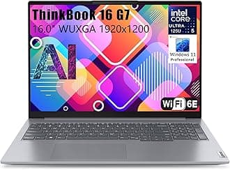 LenovoThinkbook 16 G7 Ultra 5 Premium Laptop Computer Intel 12-Core 16" FHD 32GB DDR5 RAM, 1TB PCIe SSD Thunderbolt 4 WiFi 6E RJ45 Win 11 Pro NPU AI Experience Copilot Business Laptop Vent-HEA