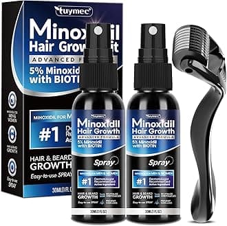 5% Minoxidil for Men Beard Growth Kit, Minoxidil for Women Hair Growth Spray, Hair Loss Treatment and Hair Growth Treatment for Men and Women 2PCS.