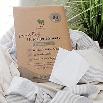 ME Mother Earth Laundry Detergent Sheets - Up to 60 Loads, Ultra-Convenient Concentrated Liquidless Sheets, Hypoallergenic, Plastic-Free & Eco-Friendly Packaging, Travel Friendly - Fresh Linen