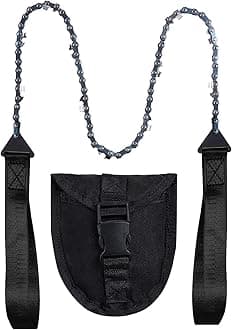 Sucrain Pocket Chainsaw with Paracord Handle, Folding Chain Hand Saw, Emergency Outdoor Survival Gear for Camping, Hunting, Hiking, Cutting Wood & Tree (Black, 11 Teeth, 24'' Long)