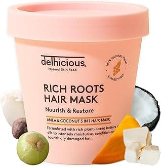 Rich Roots 3-in-1 Hair Mask with Amla Oil & Coconut - Hair & Scalp Treatment for Dry, Damaged Hair - Shea Butter, Mango Butter - Vegan, Natural, Ayurveda - Sulphate Free Hair Mask - 175g