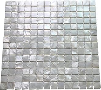 Art3d Oyster Mother of Pearl Square Shell Mosaic Tile for Kitchen Backsplashes, Bathroom Walls, Spas, Pools 12" X 12" Pack of 6