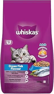 Whiskas Adult (1+ Years) Dry Cat Food, Ocean Fish Flavour, 20 kg, Contains 41 Essential Nutrients, Complete & Balanced Nutrition for Adult Cats