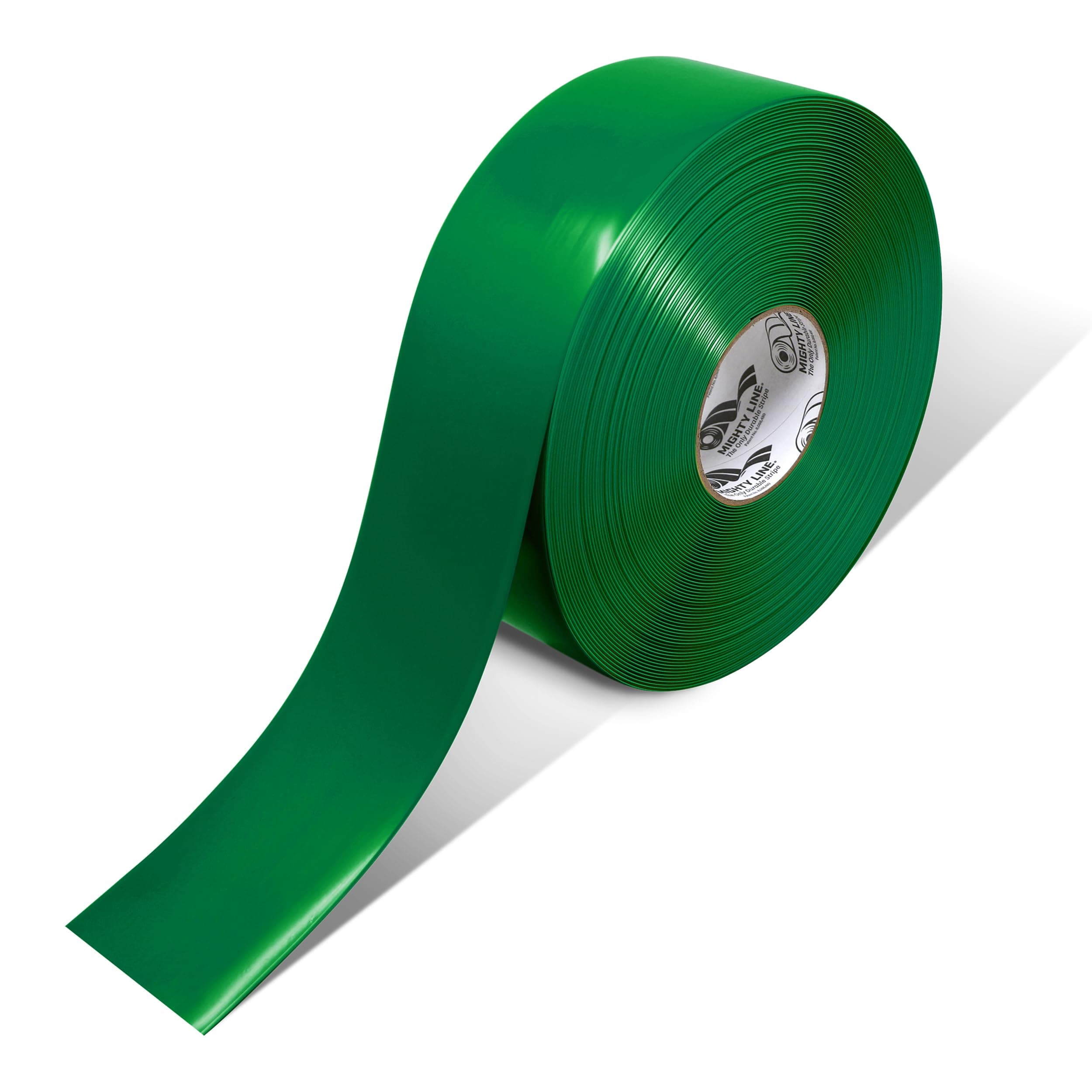 Mighty Line Solid Floor Marking Tape for Safety, Caution, Warning, Heavy-Duty, Peel and Stick Adhesive, Beveled Edge Design, Industrial Quality, 3 inch, 100' Roll, Green