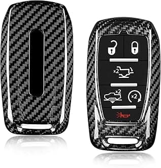 Key Fob Cover fits for Ram,Real Glass Fiber Key Fob Protector fits for Ram TRX 1500 2500 3500 Accessories, Key shell Compatible with Power Wagon Tradesman Key Shell with Keychain,Silver Black