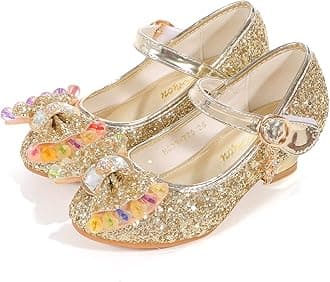 Girls Dress Shoes Adorable Sparkle Mary Jane Flats for Wedding Party