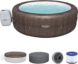 Bestway SaluSpa St. Moritz 5 to 7 Person Inflatable Hot Tub, Round Energy-Efficient Portable Outdoor Spa with 180 AirJets, 85" x 28"