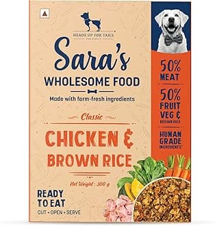Sara's Wholesome by HUFT Classic Chicken & Brown Rice Dog Food – 300 gm (Pack of 3) | Gravy Meal for All Breeds & Life Stages | No Artificial Flavours or Preservatives