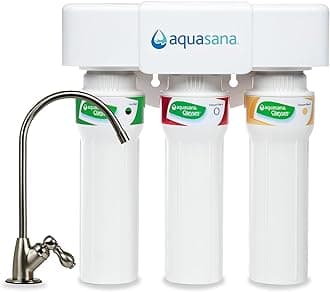 3-Stage Max Flow Claryum Under Sink Water Filter System - Kitchen Counter Claryum Filtration - Filters 99% Of Chlorine - Brushed Nickel Faucet - AQ-5300+.55, White