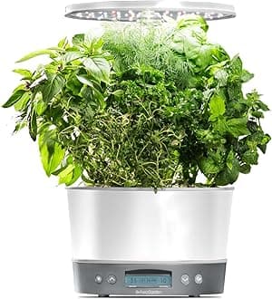 AeroGarden Harvest Elite 360 Indoor Hydroponic Grow System with LED Grow Light and Herb Kit Holds Up to 6 Capsules (White)