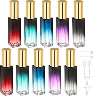 0.34oz Travel Perfume Refillable Bottle, 5pcs Glass Mini Glass Perfume Atomizer Travel, 10ml Empty Cologne Atomizer Bottles, Small Cologne Sprayer with Transfer Tools Set for Refill
