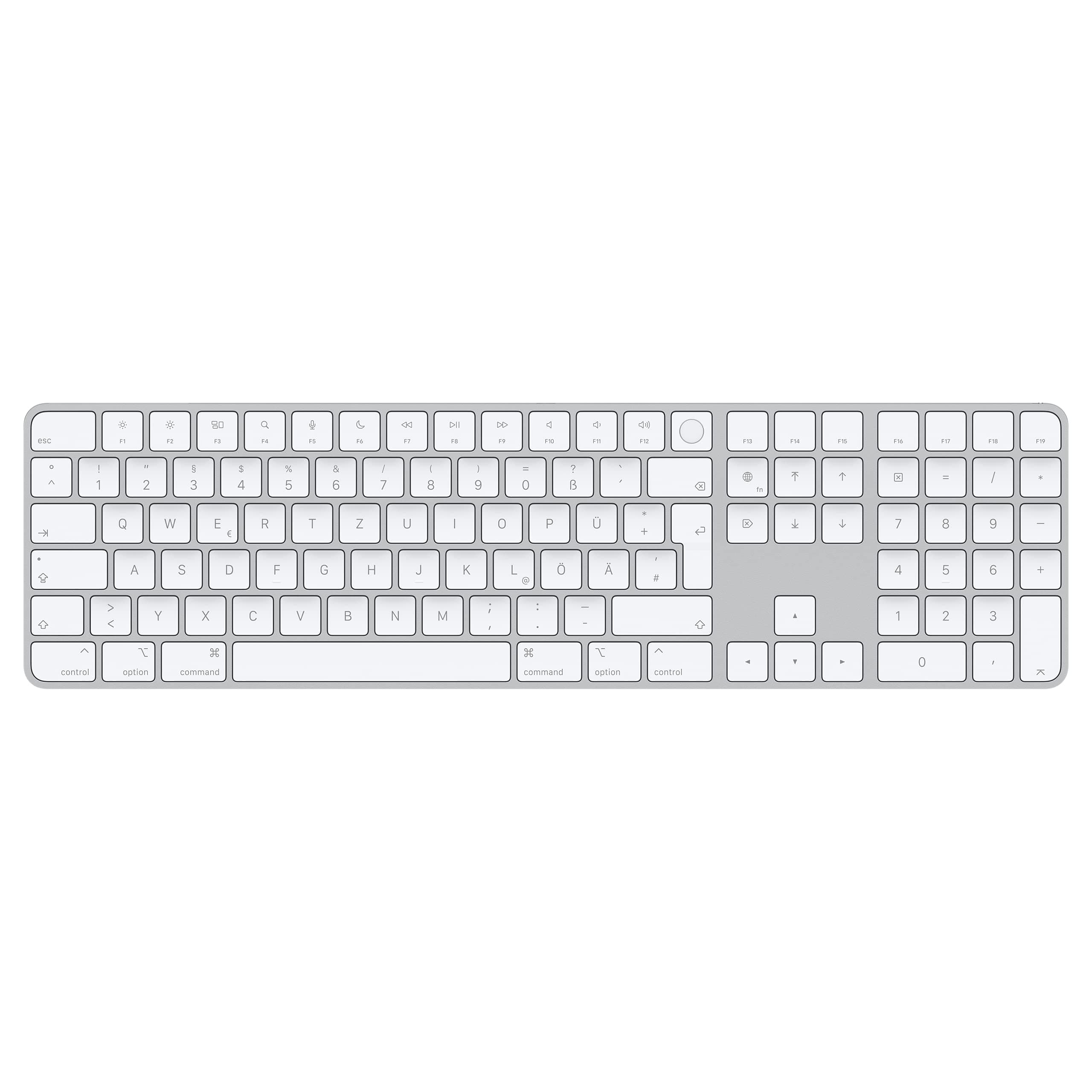 Apple Magic Keyboard with Touch ID and Numeric Keypad: Wireless, Bluetooth, Rechargeable. Works with Mac Computers with Apple Silicon; German - White Keys