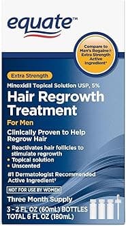 Generic Equate Hair Regrowth Treatment for Men, Extra Strength, 3 Month Supply, 2 oz Bottles, 3 Count - Effective Thinning Hair Solution