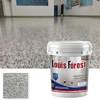 1KG Stone Carpet Epoxy Flooring, Louis Forest Epoxy Floor Paint, Non-Slip, Waterproof, Odorless Floor Coating with Marble Effect (High-Gloss Finish), Louis Forest Waterproof Paint (MoreColor)