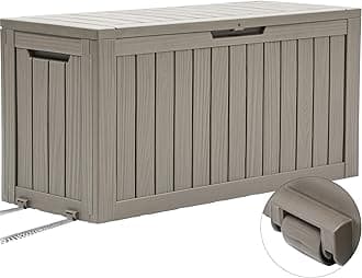YITAHOME 72 Gallon Outdoor Resin Deck Box with Wheels, Pool Storage Box for Outdoor Cushions, Sports Equipment, Garden Tools, Light Brown