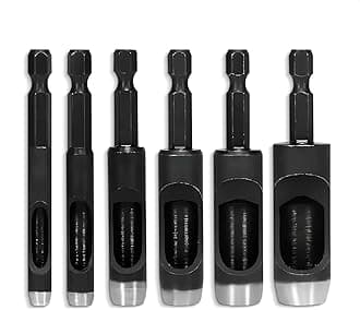 Drill Master 6 Piece Hollow Punch Set With Hex Shanks, Non-Slip Fit, Sizes: 3/16", 1/4", 5/16", 3/8", 7/16", 1/2"