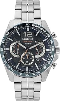 SeikoAnalog Black Dial Men's Watch-SSB345P1 Stainless Steel, Silver Strap