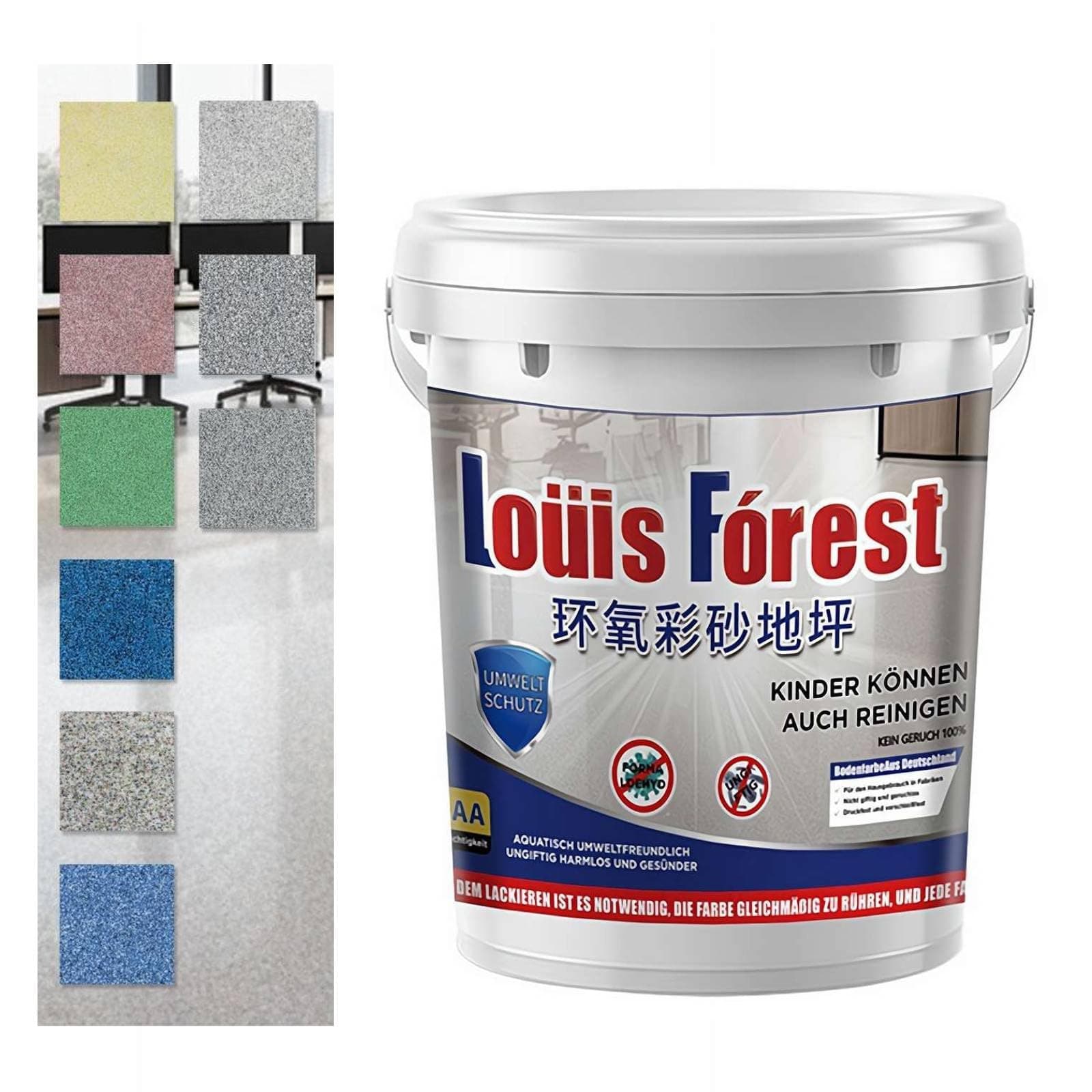 Generic High-Gloss Marble Effect Epoxy Floor Coating, Water-based, 3.5 quarts, Light Blue, Epoxy Floor Paint, Concrete Floors Paints