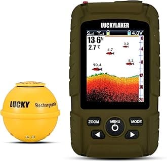LUCKY Portable Sonar Fish Finder Boat Depth Fishing Fish Finders Waterproof Handheld Wireless Fishing Finder Kayak Transducer Depth Finders for Ice Fishing Sea