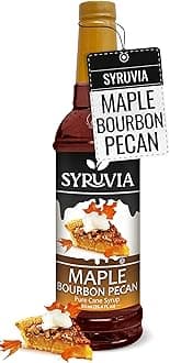Syruvia Coffee Syrup, Maple Bourbon Pecan Flavored Syrup for Drinks, Lattes, and Desserts – 25.4 fl oz