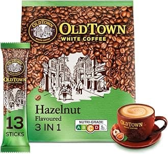 Old Town White Coffee Hazelnut 3 in 1 Instant Premix White Coffee 15 Stick (15 X 38g), Packet 570g