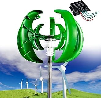Wind Turbine Generator Kit, 12000W 12V/24V/48V Vertical Wind Turbine Electricity Set, 5 Blade Horizontal Wind Power Generator Kit for Home, Boat, Marine, Monitoring, Street Lighting,Green-48V