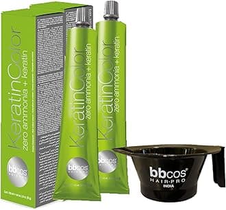 KeratinColor Zero Ammonia + Keratin Permanent Hair Color Long-lasting Hair Dye | 100 ml Pack of 2 Tubes With Color Mixing Bowl