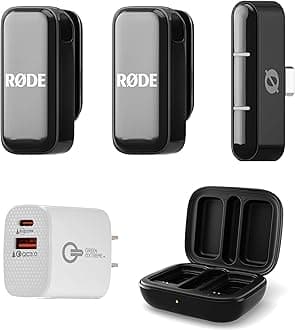 RØDE Wireless Micro - Compact Wireless Microphone, Two Mics with Charge Case for Smartphone Content Creation with Green Extreme 20W 2-Port Wall Charger (USB-C Connector, Black)