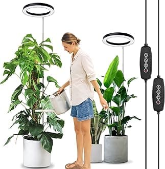 LORDEM 10.2" Full Spectrum Plant Light, 160 LEDs Large Grow Light for Indoor Tall Plants, Growing Lamp with 4/8/12H Auto Timer, 6 Dimmable Levels, 3 Spectrum Modes, 65" Height Adjustable, Pack of 2