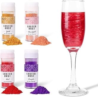 Edible Glitter for Cake Decorating, 4 Colors Luster Dust Edible, Edible Glitter for Cocktails, Baking, Drinks, Cupcakes, Chocolate, Strawberries, and Waffles 5g/bottle(Gold, Rose Gold, Purple, Red)