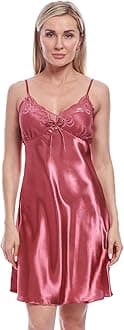 BellisMira Sexy Slip Satin Nightwear Lace Cami Padded/Unpadded Flower Pajamas V-Neck Sleepwear Floral Silk Nighty for Women